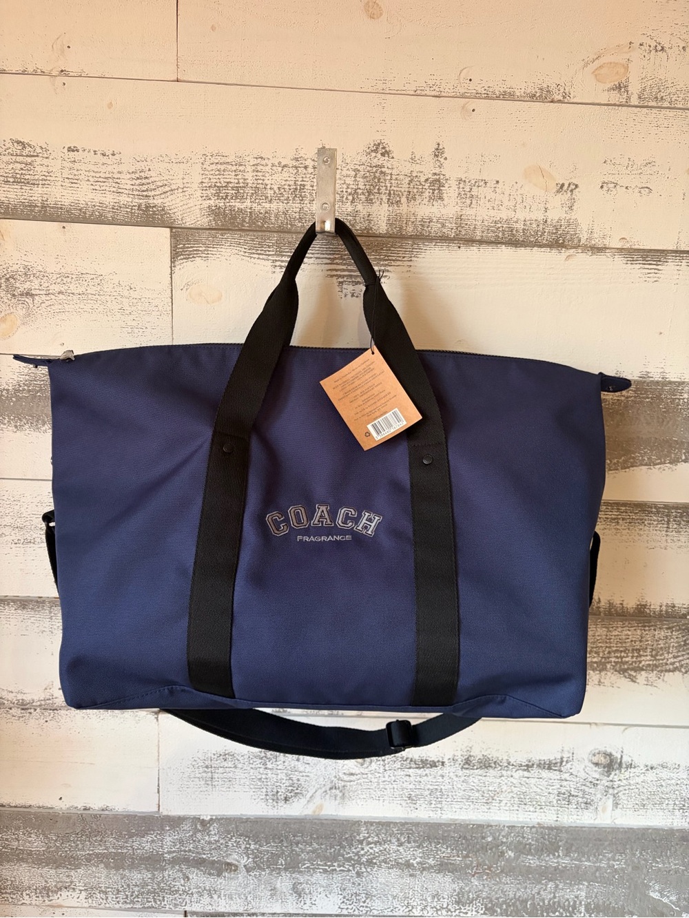 Coach Navy Duffel Bag with Black Straps